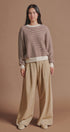 Textured Stripe Diamond Knit Sweater in Brown - Women's Sweaters | Urban Daizy