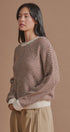 Textured Stripe Diamond Knit Sweater in Brown - Women's Sweaters | Urban Daizy