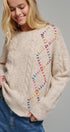 Boho Rainbow Stitch Cable Knit Sweater in Natural - Women's Sweaters | Urban Daizy