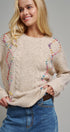 Boho Rainbow Stitch Cable Knit Sweater in Natural - Women's Sweaters | Urban Daizy