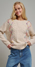 Boho Rainbow Stitch Cable Knit Sweater in Natural - Women's Sweaters | Urban Daizy