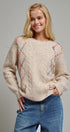 Boho Rainbow Stitch Cable Knit Sweater in Natural - Women's Sweaters | Urban Daizy