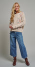 Boho Rainbow Stitch Cable Knit Sweater in Natural - Women's Sweaters | Urban Daizy