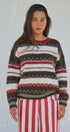 Fair Isle Stripe Fuzzy Knit Sweater in Brown - Women's Sweaters | Urban Daizy