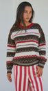 Fair Isle Stripe Fuzzy Knit Sweater in Brown - Women's Sweaters | Urban Daizy