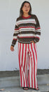Fair Isle Stripe Fuzzy Knit Sweater in Brown - Women's Sweaters | Urban Daizy