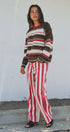 Fair Isle Stripe Fuzzy Knit Sweater in Brown - Women's Sweaters | Urban Daizy