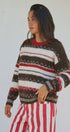 Fair Isle Stripe Fuzzy Knit Sweater in Brown - Women's Sweaters | Urban Daizy