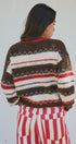 Fair Isle Stripe Fuzzy Knit Sweater in Brown - Women's Sweaters | Urban Daizy