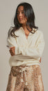 Brushed Knit Johnny Collar Polo Sweater in Ivory - Women's Sweaters | Urban Daizy