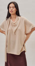 Oversized Knit Poncho Top with Attached Scarf in Ivory - Women's Sweaters | Urban Daizy