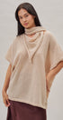 Oversized Knit Poncho Top with Attached Scarf in Ivory - Women's Sweaters | Urban Daizy