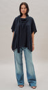 Oversized Knit Poncho Top with Attached Scarf in Navy - Women's Sweaters | Urban Daizy