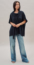 Oversized Knit Poncho Top with Attached Scarf in Navy - Women's Sweaters | Urban Daizy