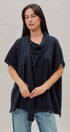 Oversized Knit Poncho Top with Attached Scarf in Navy - Women's Sweaters | Urban Daizy