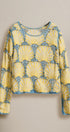 Crochet Lace Seashell Scalloped Knit Top in Yellow Blue - Women's Sweaters | Urban Daizy