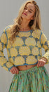Crochet Lace Seashell Scalloped Knit Top in Yellow Blue - Women's Sweaters | Urban Daizy