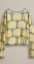 Crochet Lace Seashell Scalloped Knit Top in Yellow Blue - Women's Sweaters | Urban Daizy