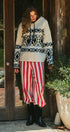 Nordic Fair Isle Hooded Knit Sweater in Ivory Black - Women's Sweaters | Urban Daizy