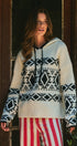 Nordic Fair Isle Hooded Knit Sweater in Ivory Black - Women's Sweaters | Urban Daizy