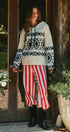Nordic Fair Isle Hooded Knit Sweater in Ivory Black - Women's Sweaters | Urban Daizy