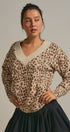Leopard Print V-Neck Knit Sweater in Leopard - Women's Sweaters | Urban Daizy