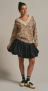 Leopard Print V-Neck Knit Sweater in Leopard - Women's Sweaters | Urban Daizy