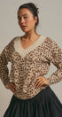 Leopard Print V-Neck Knit Sweater in Leopard - Women's Sweaters | Urban Daizy