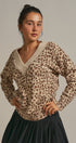 Leopard Print V-Neck Knit Sweater in Leopard - Women's Sweaters | Urban Daizy