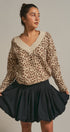 Leopard Print V-Neck Knit Sweater in Leopard - Women's Sweaters | Urban Daizy