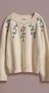 Hand Embroidered 3D Floral Knit Sweater in Cream - Women's Sweaters | Urban Daizy
