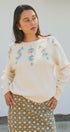 Hand Embroidered 3D Floral Knit Sweater in Cream - Women's Sweaters | Urban Daizy
