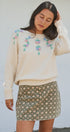 Hand Embroidered 3D Floral Knit Sweater in Cream - Women's Sweaters | Urban Daizy