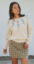 Hand Embroidered 3D Floral Knit Sweater in Cream - Women's Sweaters | Urban Daizy