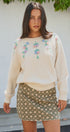 Hand Embroidered 3D Floral Knit Sweater in Cream - Women's Sweaters | Urban Daizy