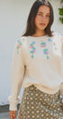 Hand Embroidered 3D Floral Knit Sweater in Cream - Women's Sweaters | Urban Daizy