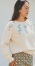Hand Embroidered 3D Floral Knit Sweater in Cream - Women's Sweaters | Urban Daizy