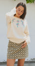 Hand Embroidered 3D Floral Knit Sweater in Cream - Women's Sweaters | Urban Daizy