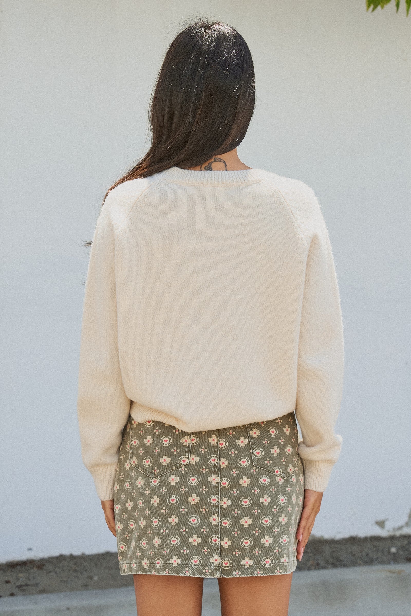 Hand Embroidered 3D Floral Knit Sweater in Cream - Women's Sweaters | Urban Daizy
