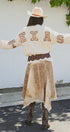 Texas Sequin Letter Fuzzy Knit Pullover Sweater in Ivory - Women's Sweaters | Urban Daizy