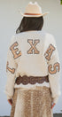 Texas Sequin Letter Fuzzy Knit Pullover Sweater in Ivory - Women's Sweaters | Urban Daizy