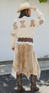 Texas Sequin Letter Fuzzy Knit Pullover Sweater in Ivory - Women's Sweaters | Urban Daizy