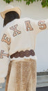 Texas Sequin Letter Fuzzy Knit Pullover Sweater in Ivory - Women's Sweaters | Urban Daizy