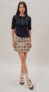 Cable Knit Henley Top With Contrast Trim in Navy - Women's Sweaters | Urban Daizy