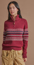 Fair Isle Quarter Zip Knit Sweater in Burgundy - Women's Cardigans & Shrugs | Urban Daizy