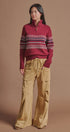 Fair Isle Quarter Zip Knit Sweater in Burgundy - Women's Cardigans & Shrugs | Urban Daizy