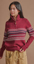 Fair Isle Quarter Zip Knit Sweater in Burgundy - Women's Cardigans & Shrugs | Urban Daizy