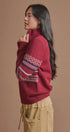 Fair Isle Quarter Zip Knit Sweater in Burgundy - Women's Cardigans & Shrugs | Urban Daizy