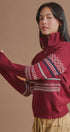 Fair Isle Quarter Zip Knit Sweater in Burgundy - Women's Cardigans & Shrugs | Urban Daizy