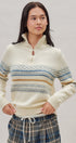 Fair Isle Quarter Zip Knit Sweater in Ivory - Women's Cardigans & Shrugs | Urban Daizy